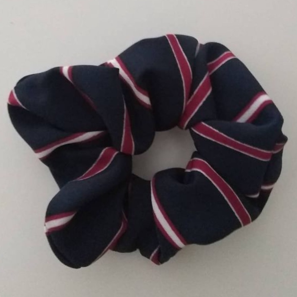 Handmade striped navy scrunchie